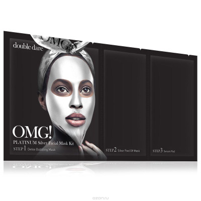 Double Dare OMG! Platinum Silver Facial Mask Kit / Набор из масок с жемчугом и алмазом (3-в-1)