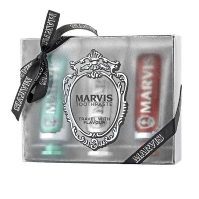 Marvis Travel with Flavour Gift Set / Подарочный набор из 3-х зубных паст: классическая, отбеливающая, ко...
