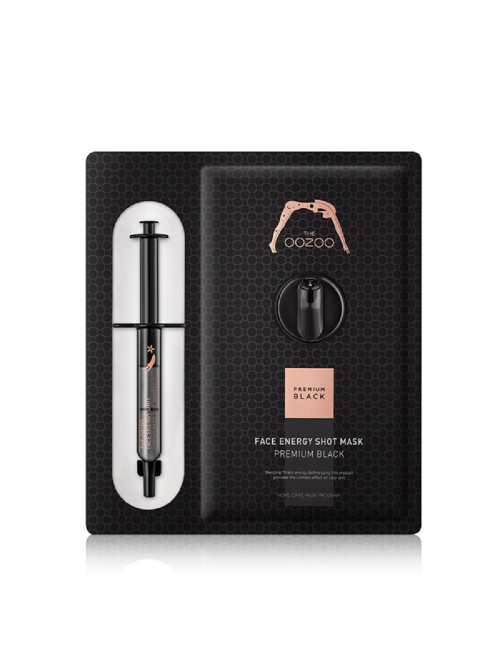THE OOZOO Face energy shot mask premium black / Маска с черным женьшенем и кератиназой S для Интен...